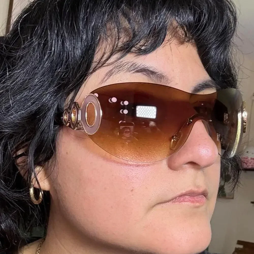 Y2k oversized shield sunglasses with